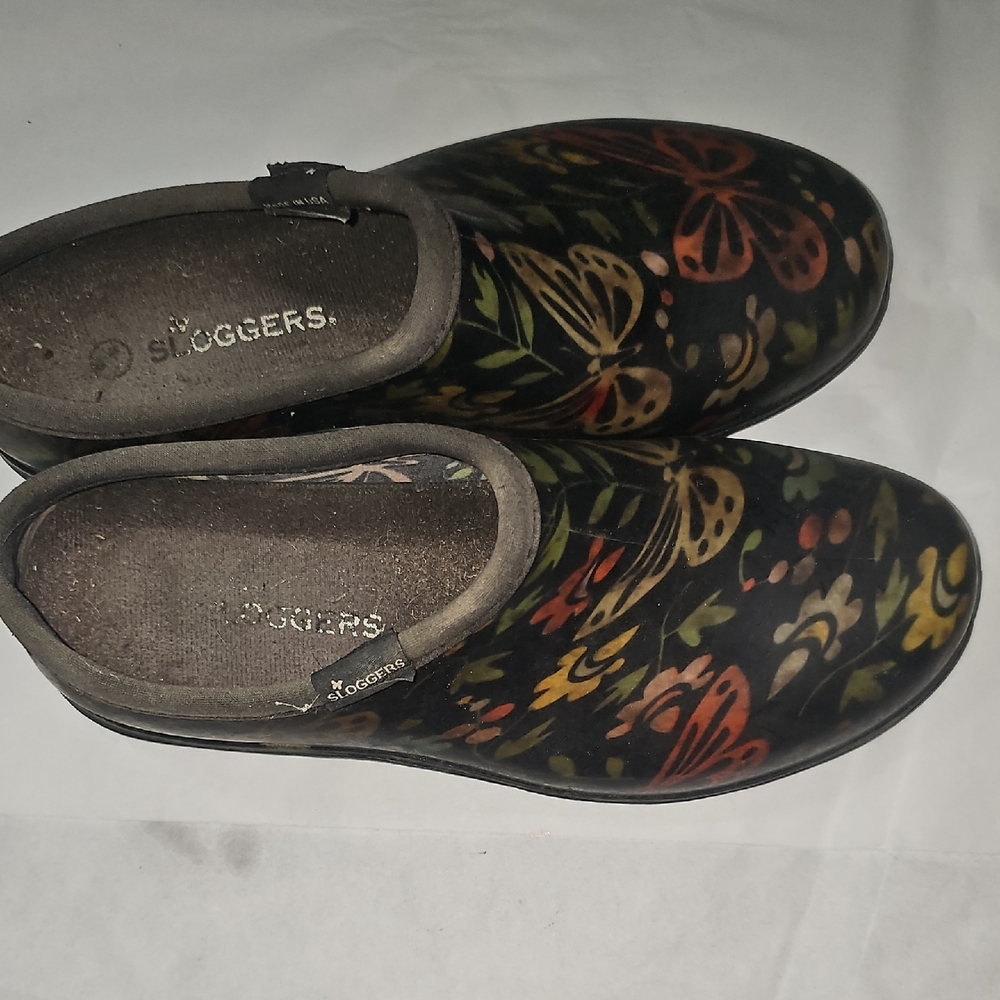 Sloggers Women's Garden Clogs - Black with Multicolor Patterns